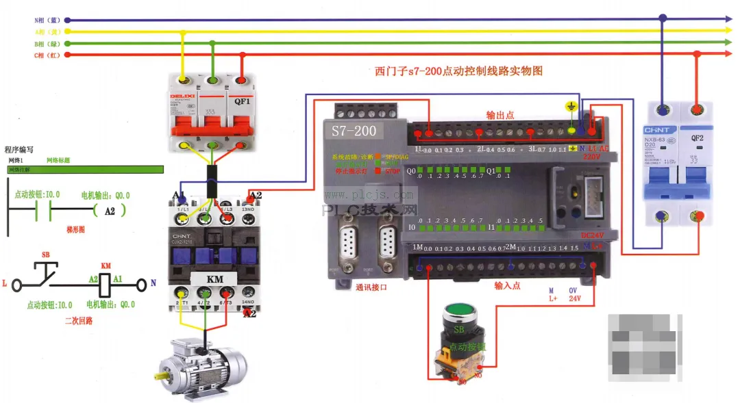 plc接线原理图+实物图+编程