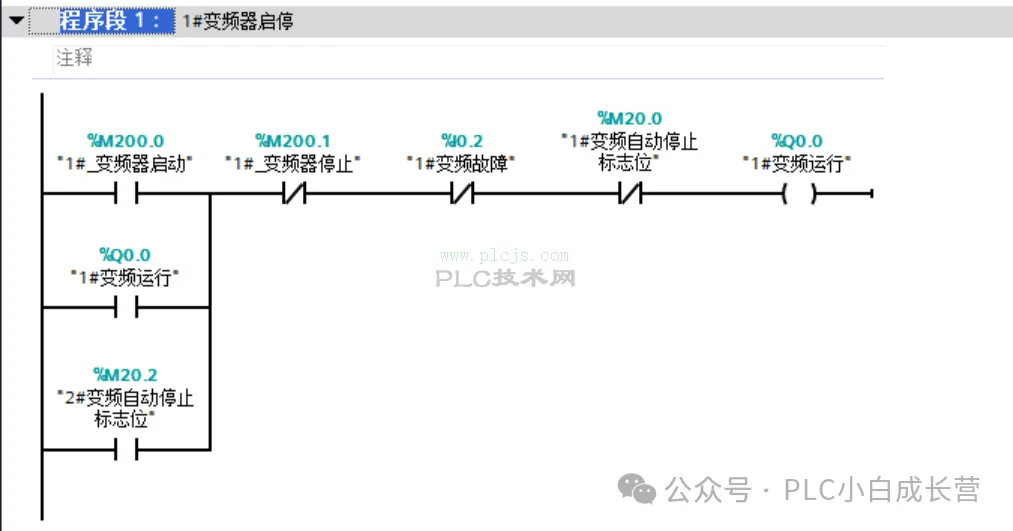 0基础PLC 西门子1200 通过频率控制两台变频器运行编程案例 适合新手理解 完整版 （底部PLC程序+HMI）